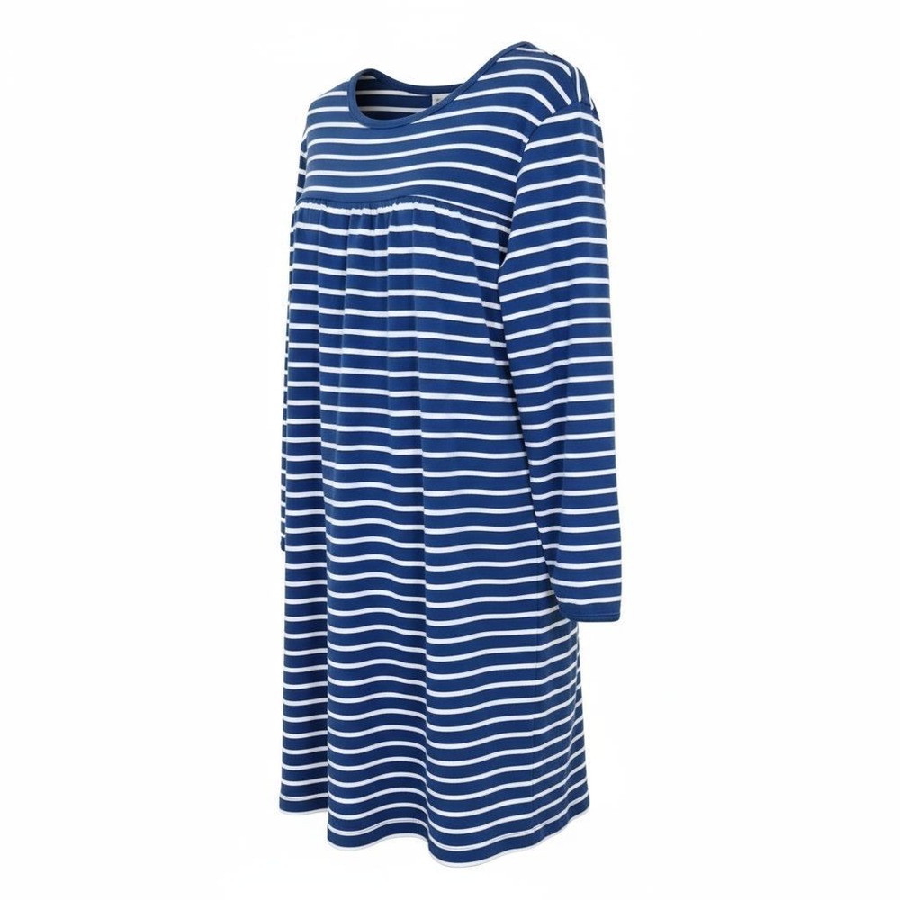 Hanna Andersson Blue & White Striped LS Fit & Flare Dress Girls EU 120‎ / US 6-7